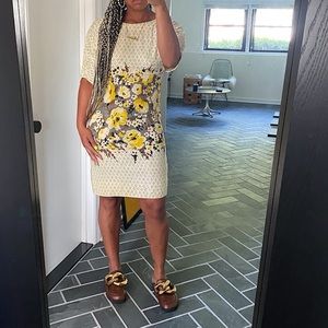 Meadow Rue floral knee length silk blend dress